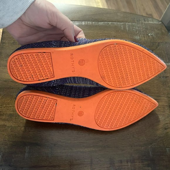 ROTHY'S The Point Blue Birdseye Flats Orange Sole RETIRED RARE Size 7W - Picture 8 of 12